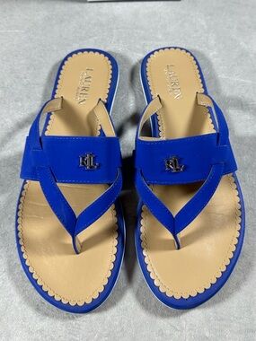 Lauren Ralph Lauren Blue Rosalind Thong Sandals Size 9